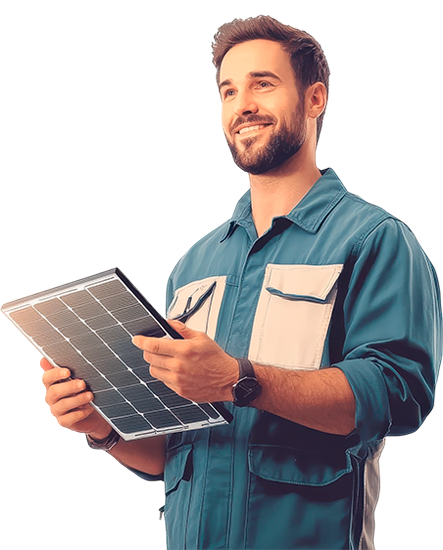 Imagen ilustrativa de un técnico en instalaciones de autoconsumo fotovoltaico de Enermoney